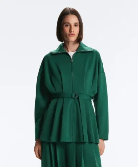 Long Cotton Piqué Belted Jacket