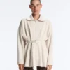 Long Cotton Piqué Belted Jacket