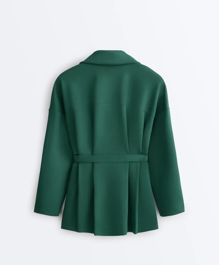 Long Cotton Piqué Belted Jacket Long Cotton Piqué Belted Jacket