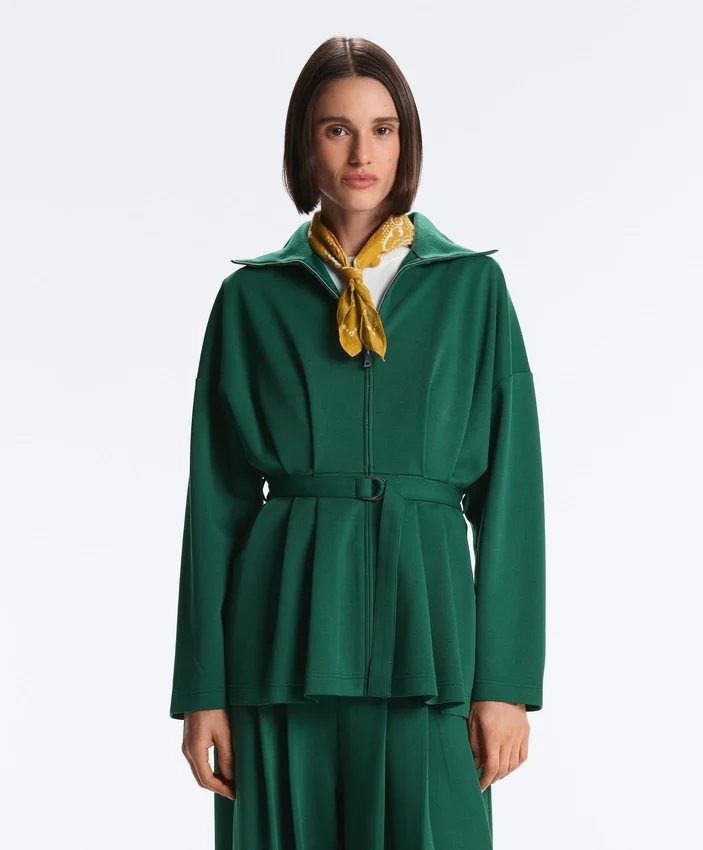 Long Cotton Piqué Belted Jacket Long Cotton Piqué Belted Jacket