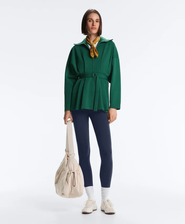 Long Cotton Piqué Belted Jacket Long Cotton Piqué Belted Jacket