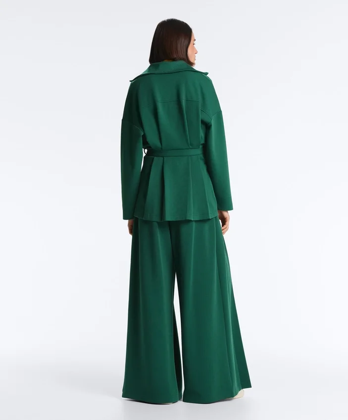Long Cotton Piqué Belted Jacket Long Cotton Piqué Belted Jacket