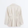 Long Cotton Piqué Belted Jacket