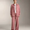 Long Jacket with Adjustable Waist and Striped Texture Long Jacket with Adjustable Waist and Striped Texture