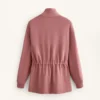 Long Jacket with Adjustable Waist and Striped Texture Long Jacket with Adjustable Waist and Striped Texture