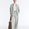 Long Melange Piqué Hooded Jacket Long Melange Piqué Hooded Jacket