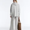 Long Melange Piqué Hooded Jacket Long Melange Piqué Hooded Jacket