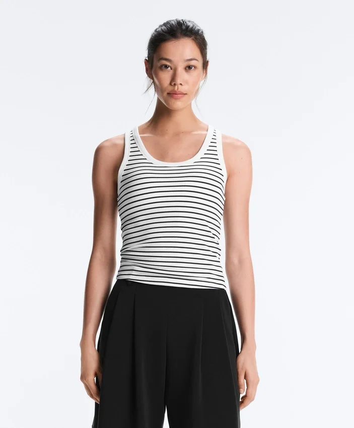 Long Modal Rib Stripe Tank Top Long Modal Rib Stripe Tank Top