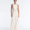 Long Piping Piqué Jumpsuit with Cotton Long Piping Piqué Jumpsuit with Cotton