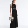 Long Piping Piqué Jumpsuit with Cotton Long Piping Piqué Jumpsuit with Cotton