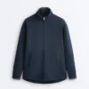 Long Piqué Jacket with Contrast Cotton Piping Long Piqué Jacket with Contrast Cotton Piping