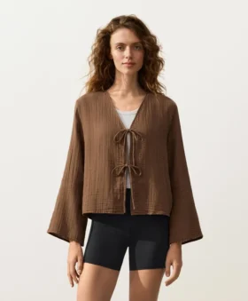 Long-Sleeved Shirt with Ties 100% Cotton