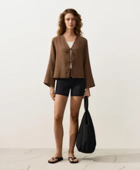 Long-Sleeved Shirt with Ties 100% Cotton