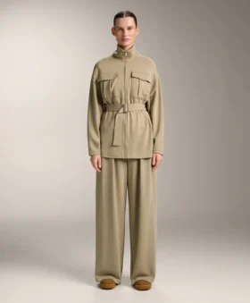 Long Soft-Touch Jacket with Modal and Belt