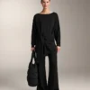 Long Soft-Touch Modal Sweatshirt with Knot Detail