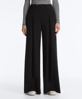 Long Wide-Leg Trousers with Soft Touch Modal and Pleats