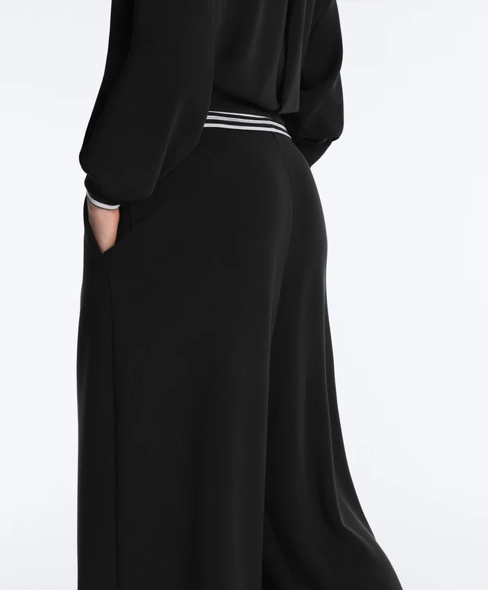 Long Wide-Leg Trousers with Soft Touch Modal and Pleats Long Wide-Leg Trousers with Soft Touch Modal and Pleats