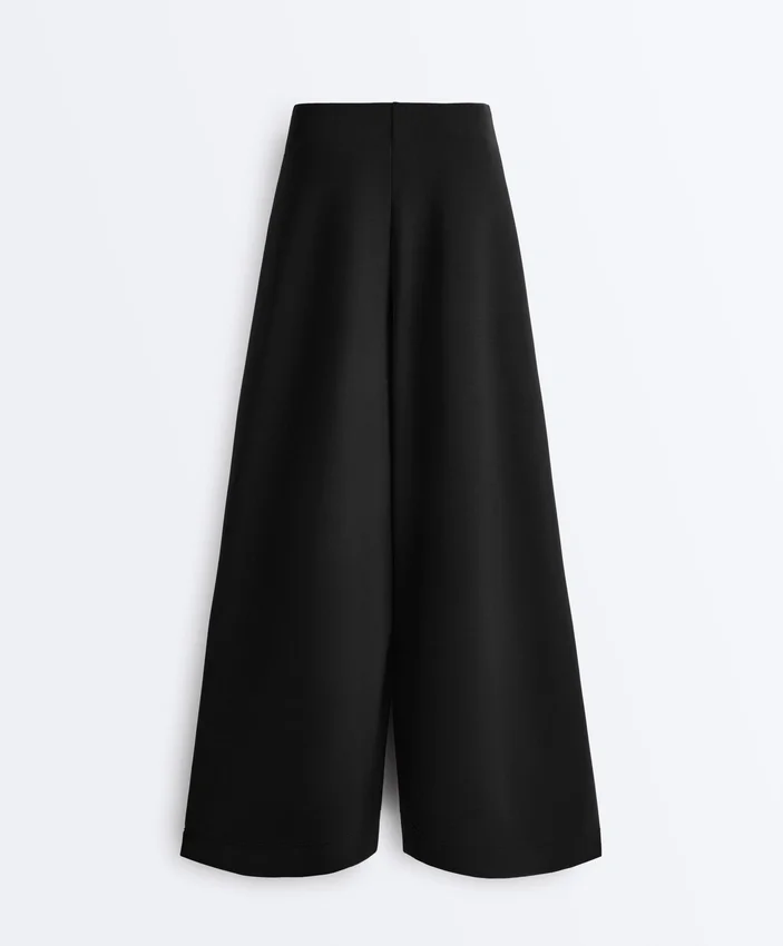 Long Wide-Leg Trousers with Soft Touch Modal and Pleats Long Wide-Leg Trousers with Soft Touch Modal and Pleats