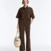 Low-Rise Slim Pique Trousers with Cotton Low-Rise Slim Pique Trousers with Cotton
