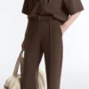 Low-Rise Slim Pique Trousers with Cotton Low-Rise Slim Pique Trousers with Cotton