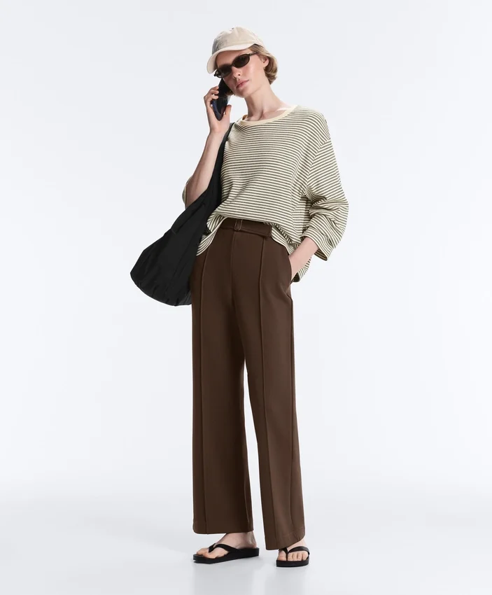 Low-Rise Slim Pique Trousers with Cotton Low-Rise Slim Pique Trousers with Cotton