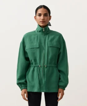 Lyocell and 24% Linen Blend Ruched Waist Jacket