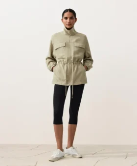 Lyocell and 24% Linen Blend Ruched Waist Jacket