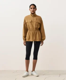 Lyocell and 24% Linen Blend Ruched Waist Jacket
