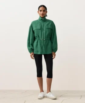 Lyocell and 24% Linen Blend Ruched Waist Jacket