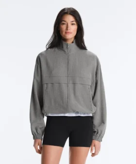 Lyocell Blend Gingham Bomber Jacket