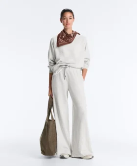 Marl Cotton Straight-Leg Trousers