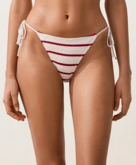 Medium-Coverage Striped Crochet Tie Bikini Briefs
