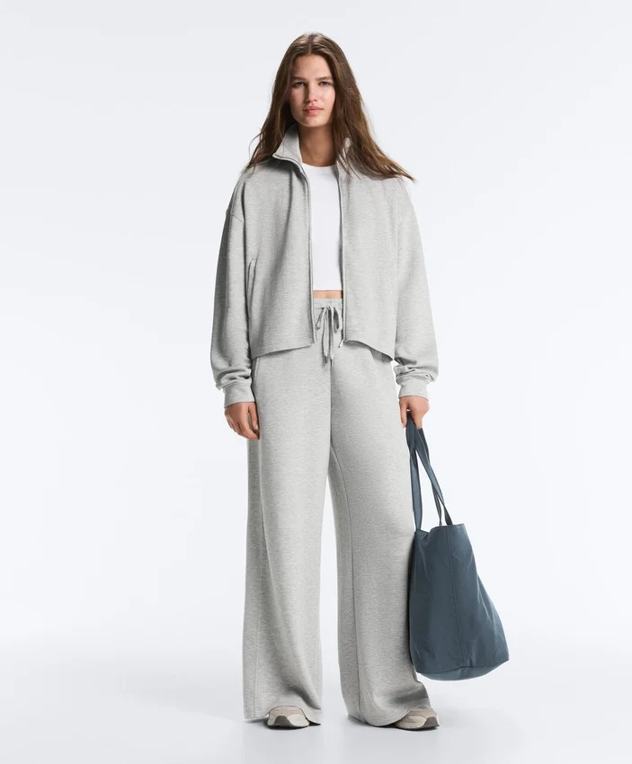 Melange Piqué Straight-Leg Trousers Melange Piqué Straight-Leg Trousers