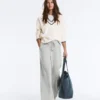 Melange Piqué Straight-Leg Trousers Melange Piqué Straight-Leg Trousers