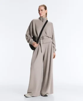 Soft-Touch Modal Wide-Leg Trousers with Corset Detail