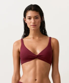 Mini Check Jacquard Halter Bikini Top