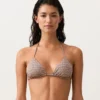 Mini Print Metallic Thread Triangle Bikini Top