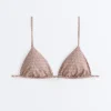 Mini Print Metallic Thread Triangle Bikini Top