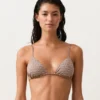 Mini Print Metallic Thread Triangle Bikini Top