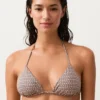 Mini Print Metallic Thread Triangle Bikini Top