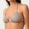 Mini Print Metallic Thread Triangle Bikini Top