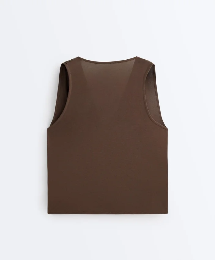 Modal Blend Crossover Sleeveless T-Shirt Modal Blend Crossover Sleeveless T-Shirt