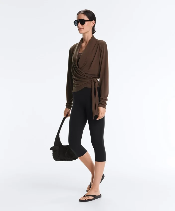 Modal Blend Long Sleeve Crossover T-Shirt Modal Blend Long Sleeve Crossover T-Shirt