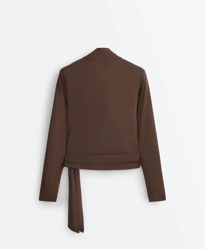 Modal Blend Long Sleeve Crossover T-Shirt Modal Blend Long Sleeve Crossover T-Shirt