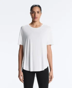 Modal Blend Short-Sleeved T-Shirt with Rounded Back Hem