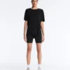 Modal Blend Short-Sleeved T-Shirt with Rounded Back Hem Modal Blend Short-Sleeved T-Shirt with Rounded Back Hem