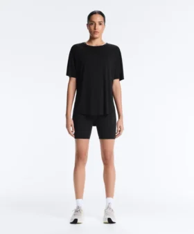 Modal Blend Short-Sleeved T-Shirt with Rounded Back Hem