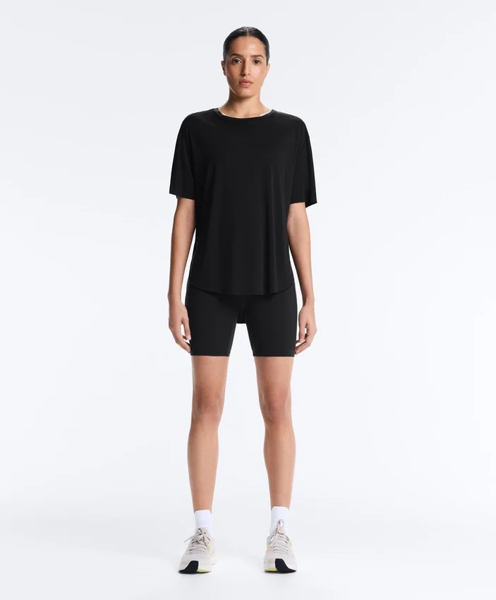 Modal Blend Short-Sleeved T-Shirt with Rounded Back Hem Modal Blend Short-Sleeved T-Shirt with Rounded Back Hem