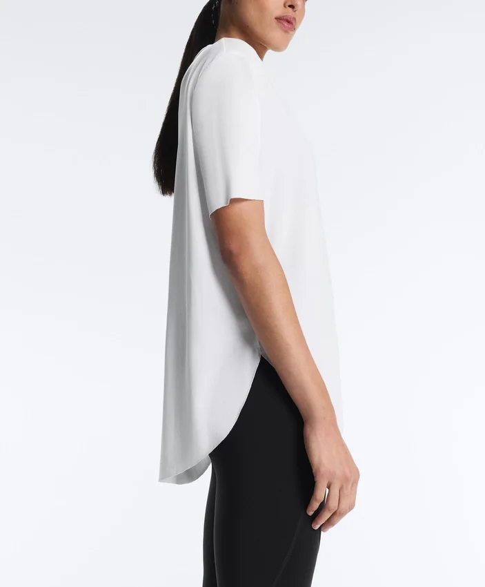 Modal Blend Short-Sleeved T-Shirt with Rounded Back Hem Modal Blend Short-Sleeved T-Shirt with Rounded Back Hem