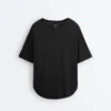 Modal Blend Short-Sleeved T-Shirt with Rounded Back Hem Modal Blend Short-Sleeved T-Shirt with Rounded Back Hem